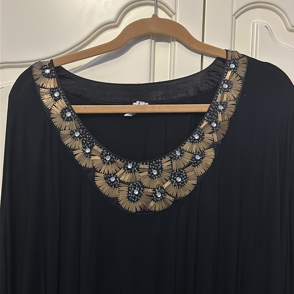 Kenneth Cole New York Black Beaded Brass Embellished Blouse / Top XL - Picture 2 of 8